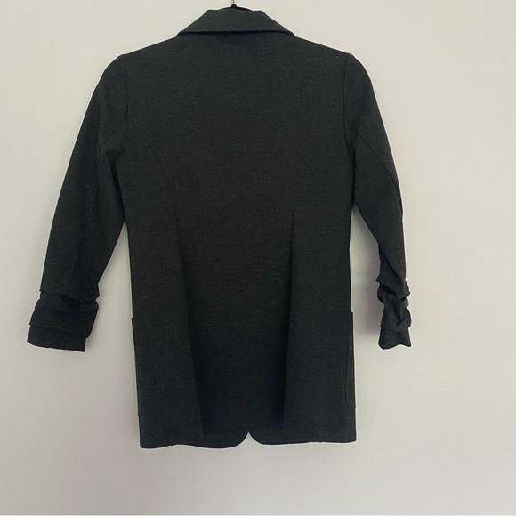 Vince Camuto charcoal grey one button blazer size XS stretch ruched sleeves - Picture 7 of 7